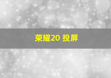 荣耀20 投屏